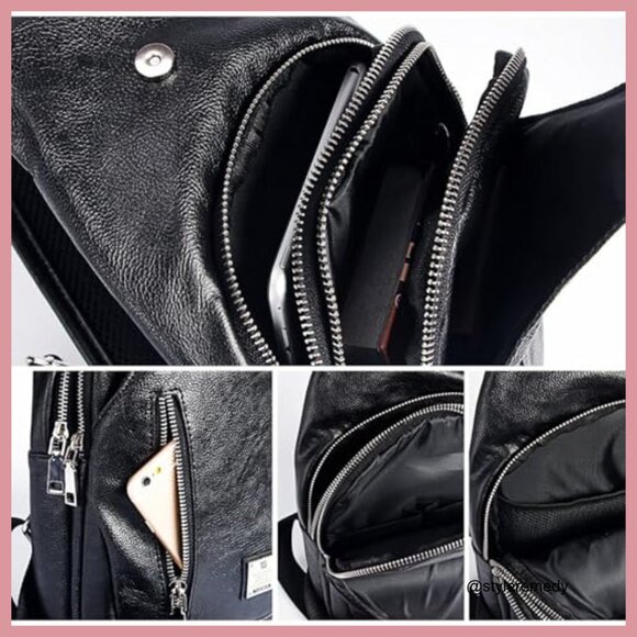 PU Leather Sling Bag Crossbody Backpack Travel Daypack Lightweight main image 4